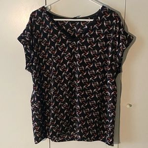 Worthington Women’s X-Large Top Black with Hummingbird’s-Cap Sleeve-V- Neck